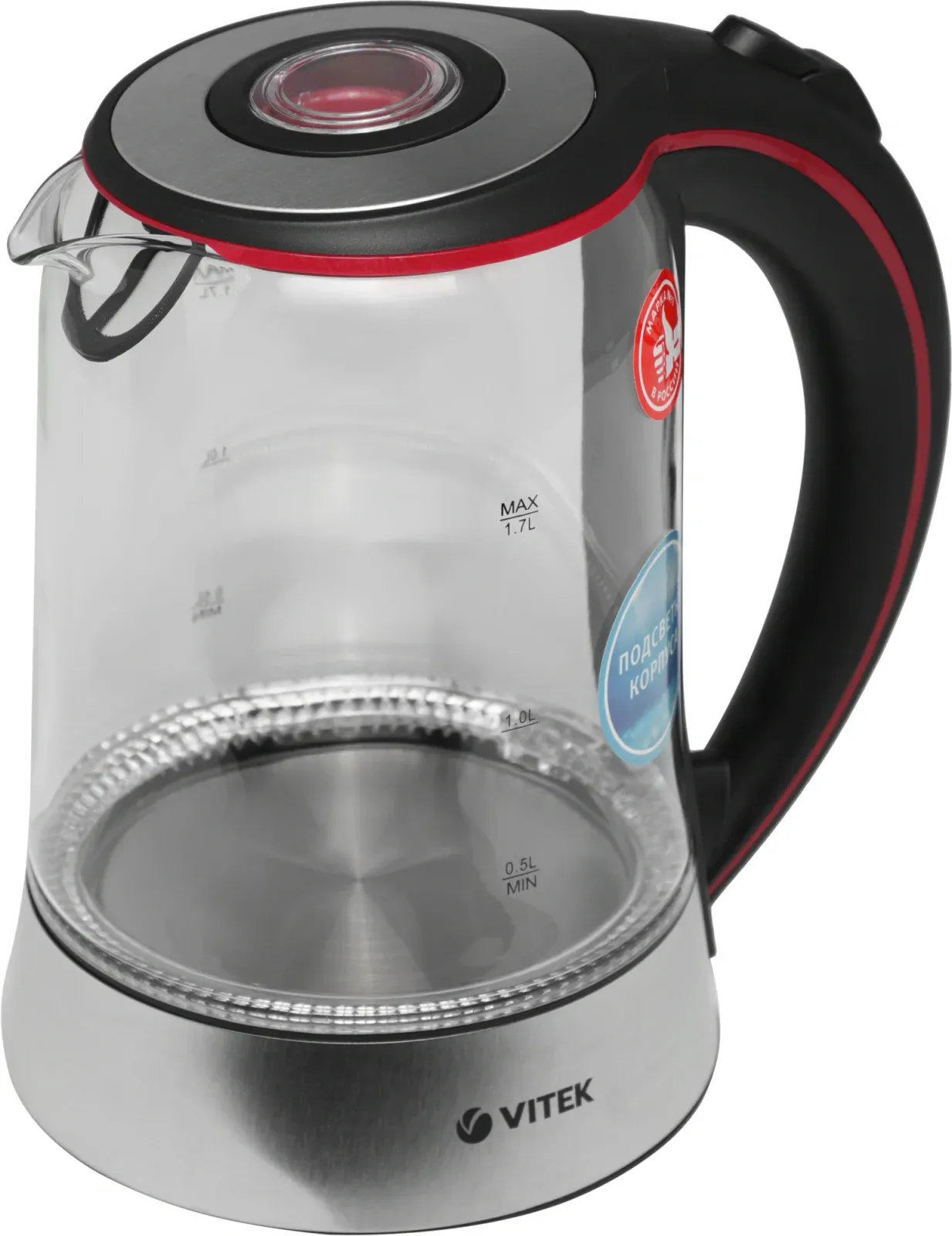 Чайник электрический Vitek VT-7009 1.7л. 2200Вт прозрачный корпус: стекло - фото 6