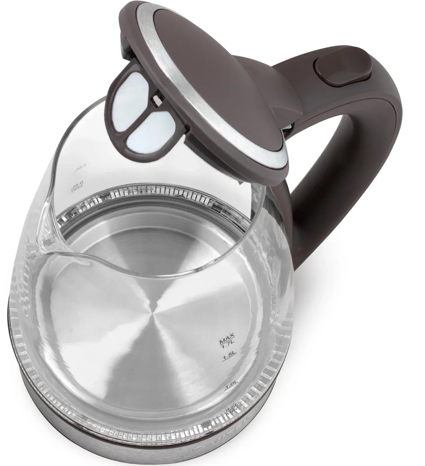 Чайник электрический Vitek VT-7015 1.7л. 2200Вт прозрачный/коричневый корпус: стекло/пластик - фото 5
