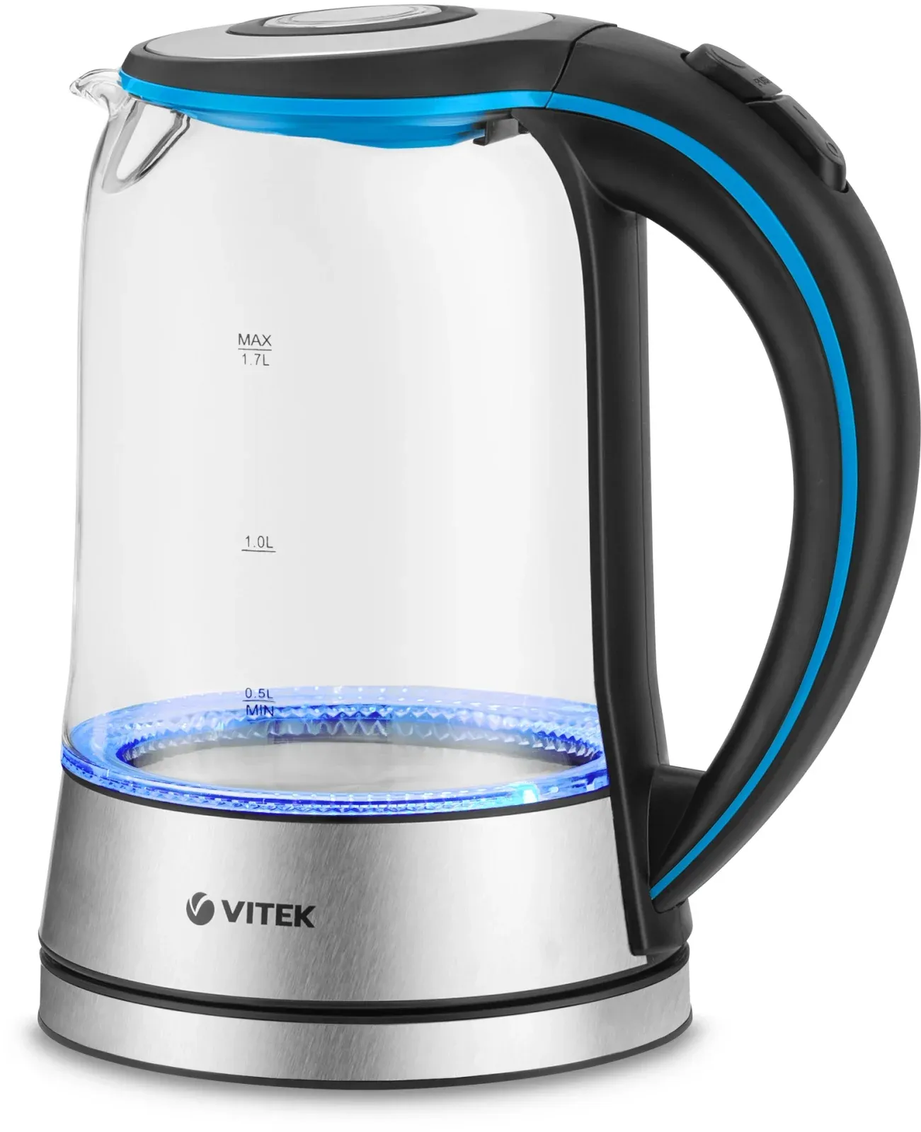 Чайник электрический Vitek VT-7028 1.7л. 2200Вт прозрачный корпус: стекло - фото 3