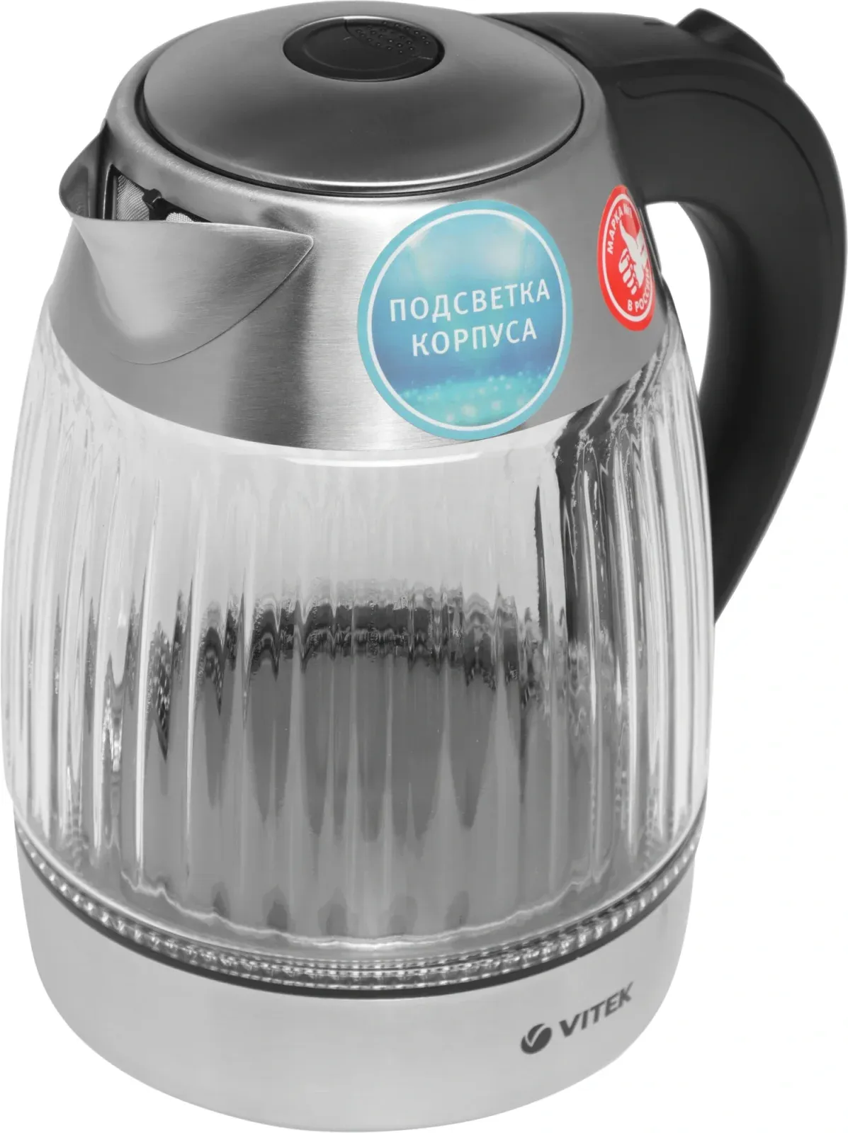 Чайник электрический Vitek VT-7030 1.8л. 2200Вт черный/серебристый корпус: стекло - фото 3