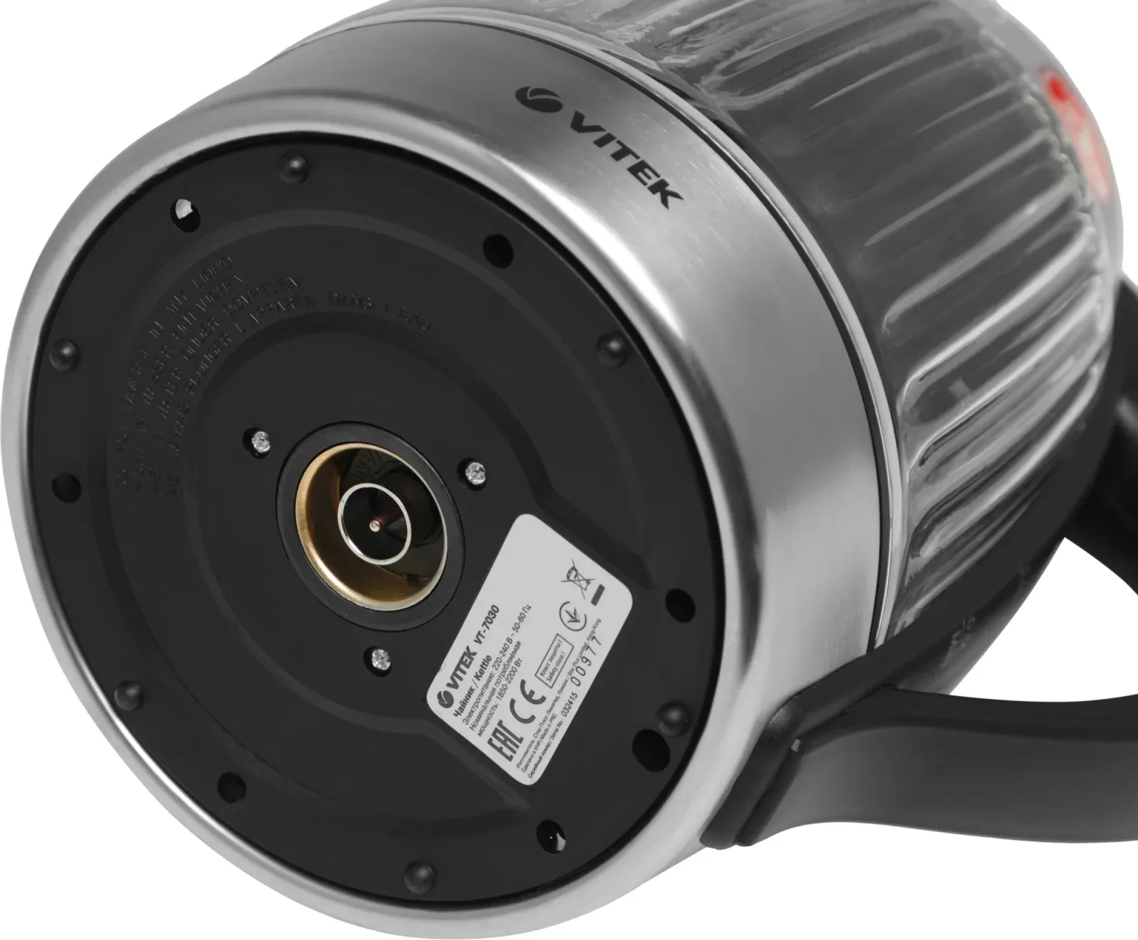 Чайник электрический Vitek VT-7030 1.8л. 2200Вт черный/серебристый корпус: стекло - фото 8
