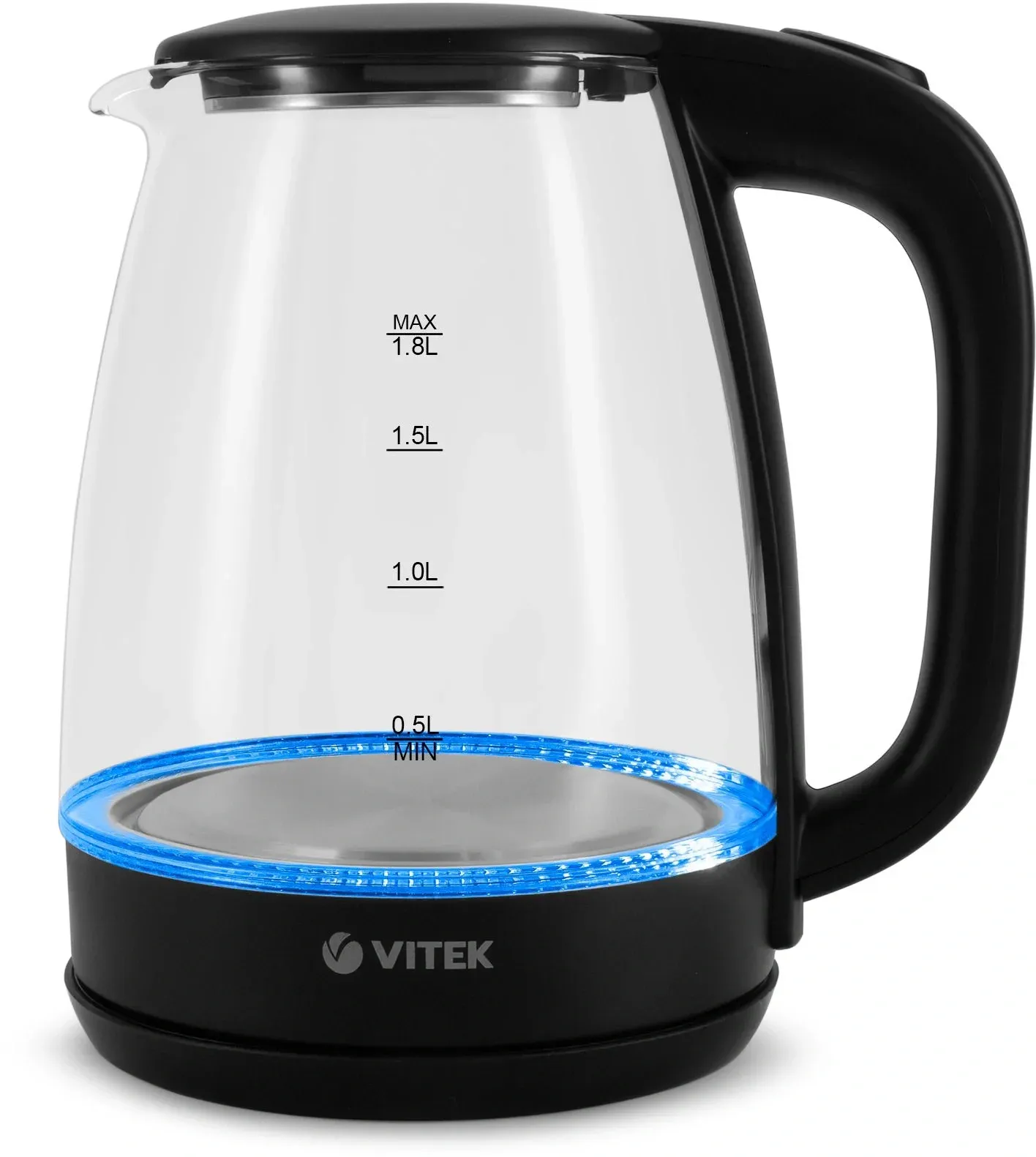 Чайник электрический Vitek VT-7032 1.8л. 1850Вт прозрачный/черный корпус: стекло - фото 2