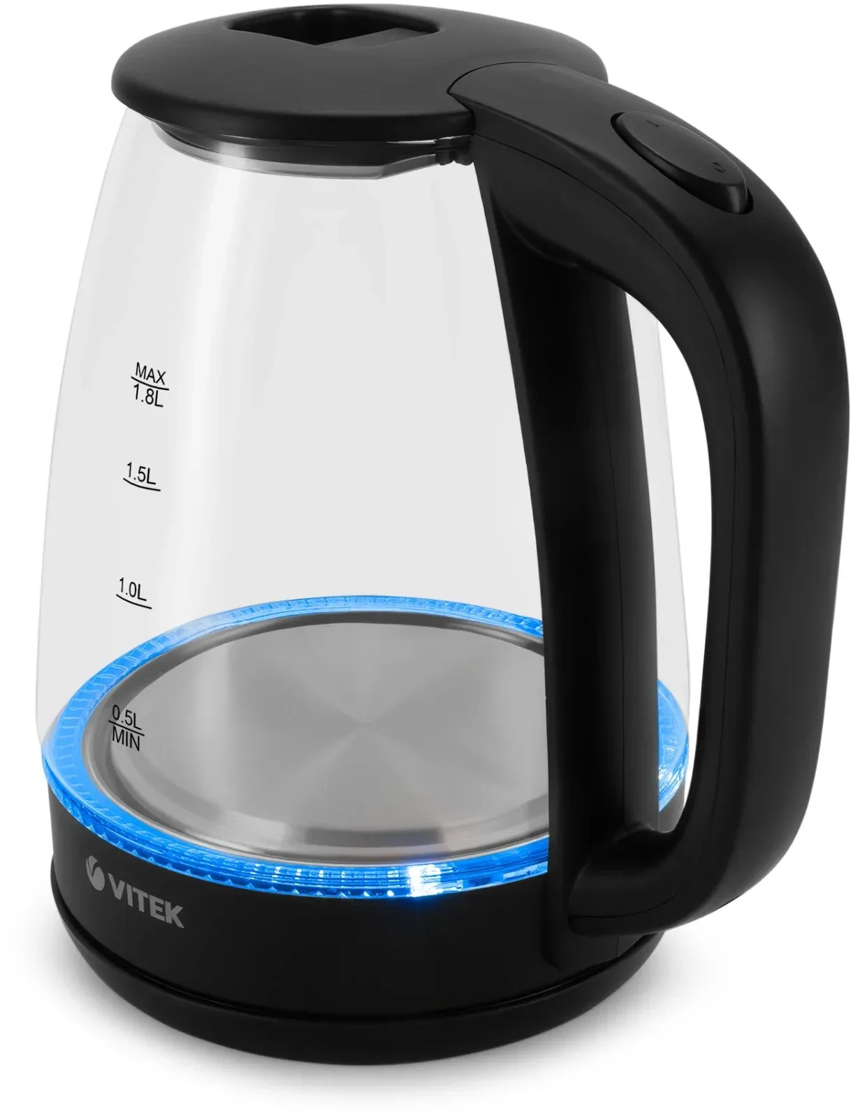 Чайник электрический Vitek VT-7032 1.8л. 1850Вт прозрачный/черный корпус: стекло - фото 4