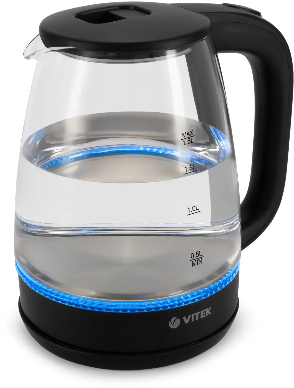 Чайник электрический Vitek VT-7032 1.8л. 1850Вт прозрачный/черный корпус: стекло - фото 5