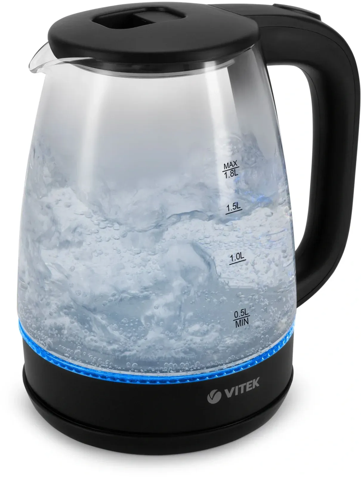 Чайник электрический Vitek VT-7032 1.8л. 1850Вт прозрачный/черный корпус: стекло - фото 6