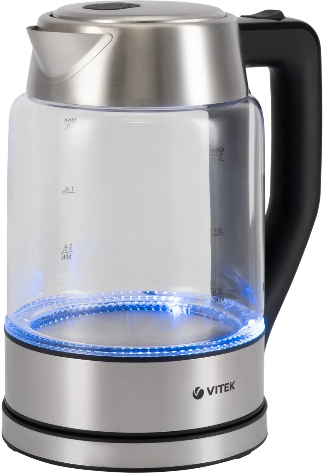 Чайник электрический Vitek VT-7043 1.7л. 2200Вт прозрачный/черный корпус: стекло - фото 2