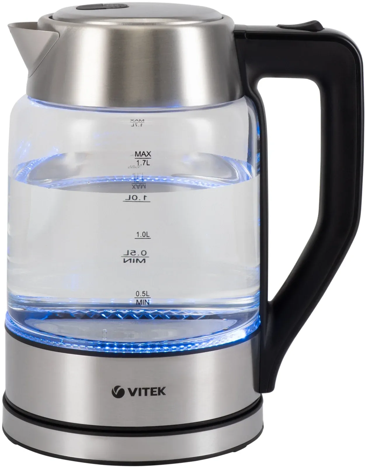 Чайник электрический Vitek VT-7043 1.7л. 2200Вт прозрачный/черный корпус: стекло - фото 3