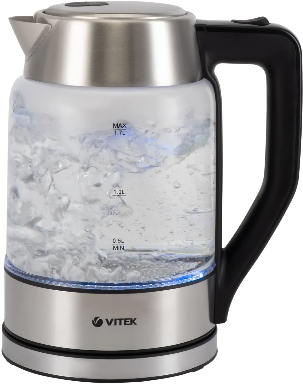 Чайник электрический Vitek VT-7043 1.7л. 2200Вт прозрачный/черный корпус: стекло - фото 4