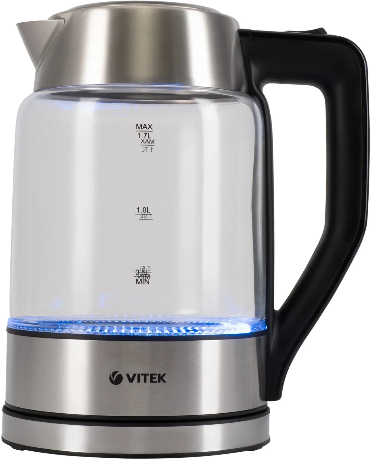 Чайник электрический Vitek VT-7043 1.7л. 2200Вт прозрачный/черный корпус: стекло - фото 5