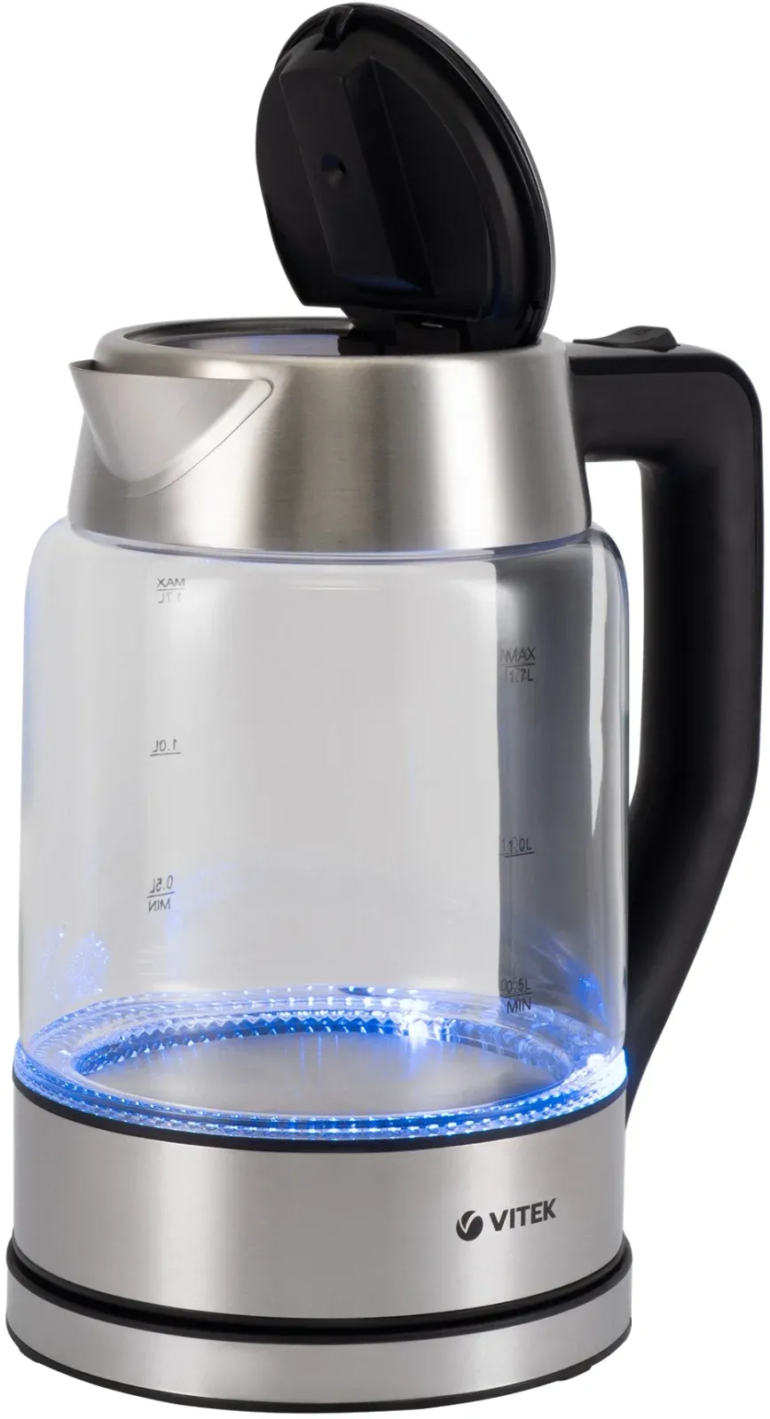 Чайник электрический Vitek VT-7043 1.7л. 2200Вт прозрачный/черный корпус: стекло - фото 6