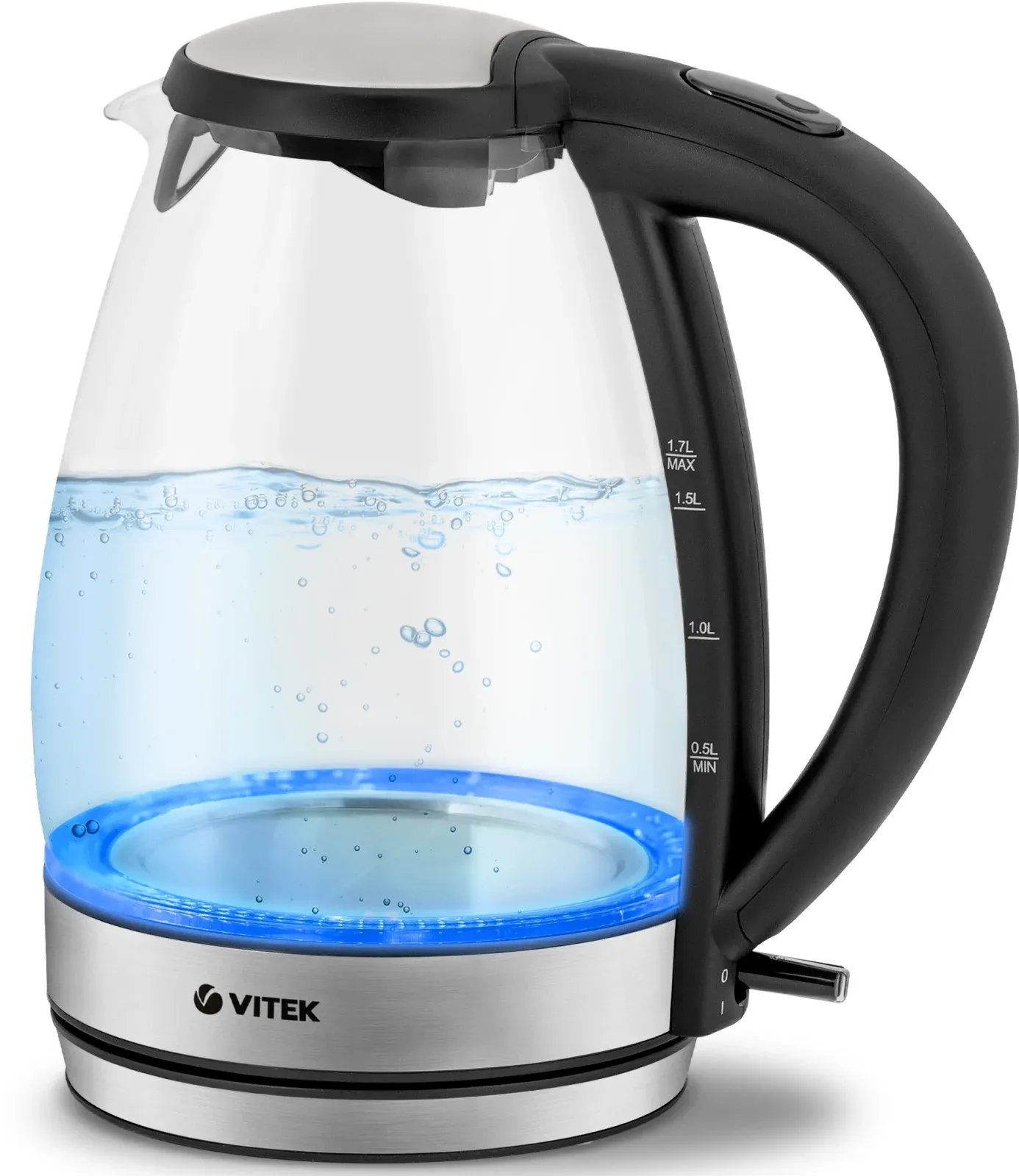 Чайник электрический Vitek VT-7046 1.7л. 2200Вт прозрачный/черный корпус: пластик/стекло - фото 3