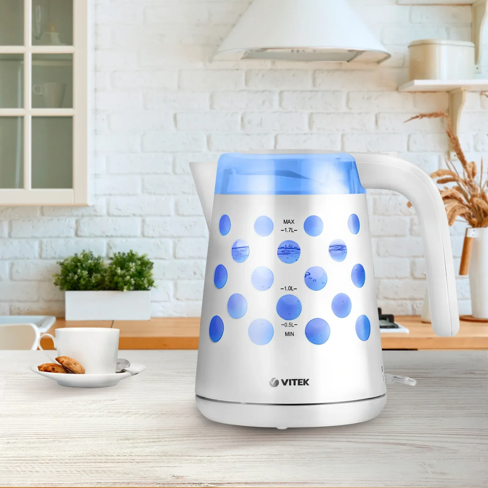 Чайник электрический Vitek VT-7048 1.7л. 2200Вт белый корпус: пластик - фото 3