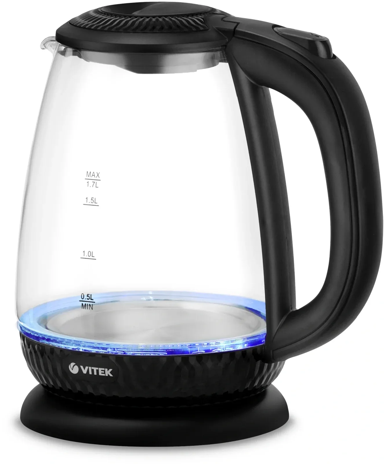 Чайник электрический Vitek VT-7074 1.7л. 2200Вт прозрачный/черный корпус: стекло/пластик - фото 4