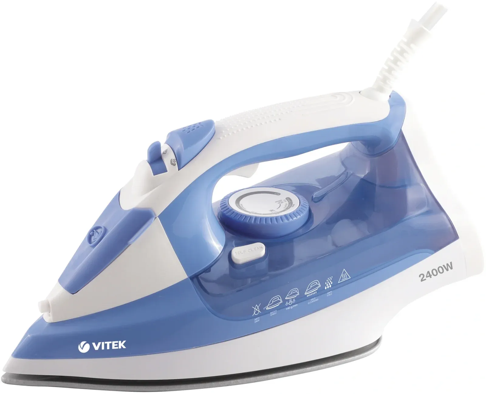 Утюг Vitek VT-8330 2400Вт белый/голубой - фото 1