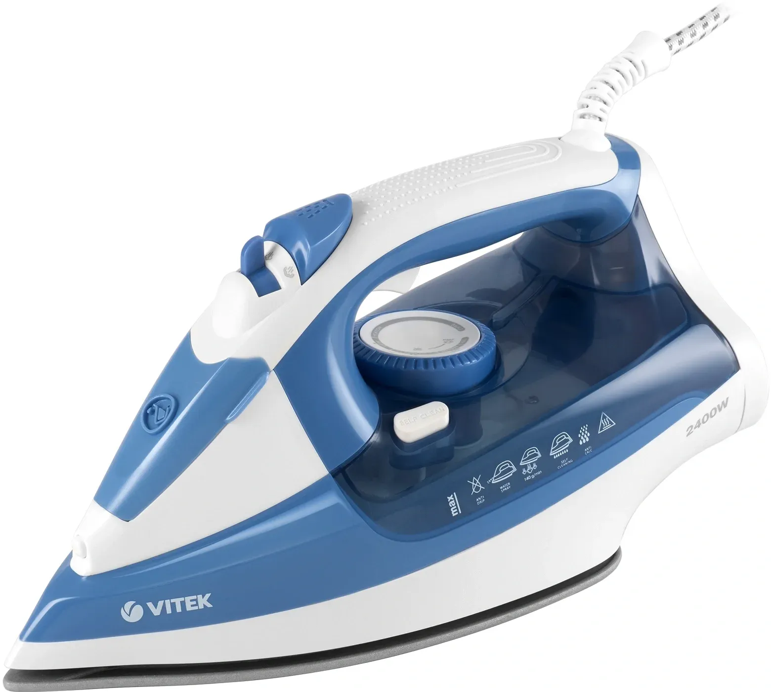 Утюг Vitek VT-8330 2400Вт белый/голубой - фото 2