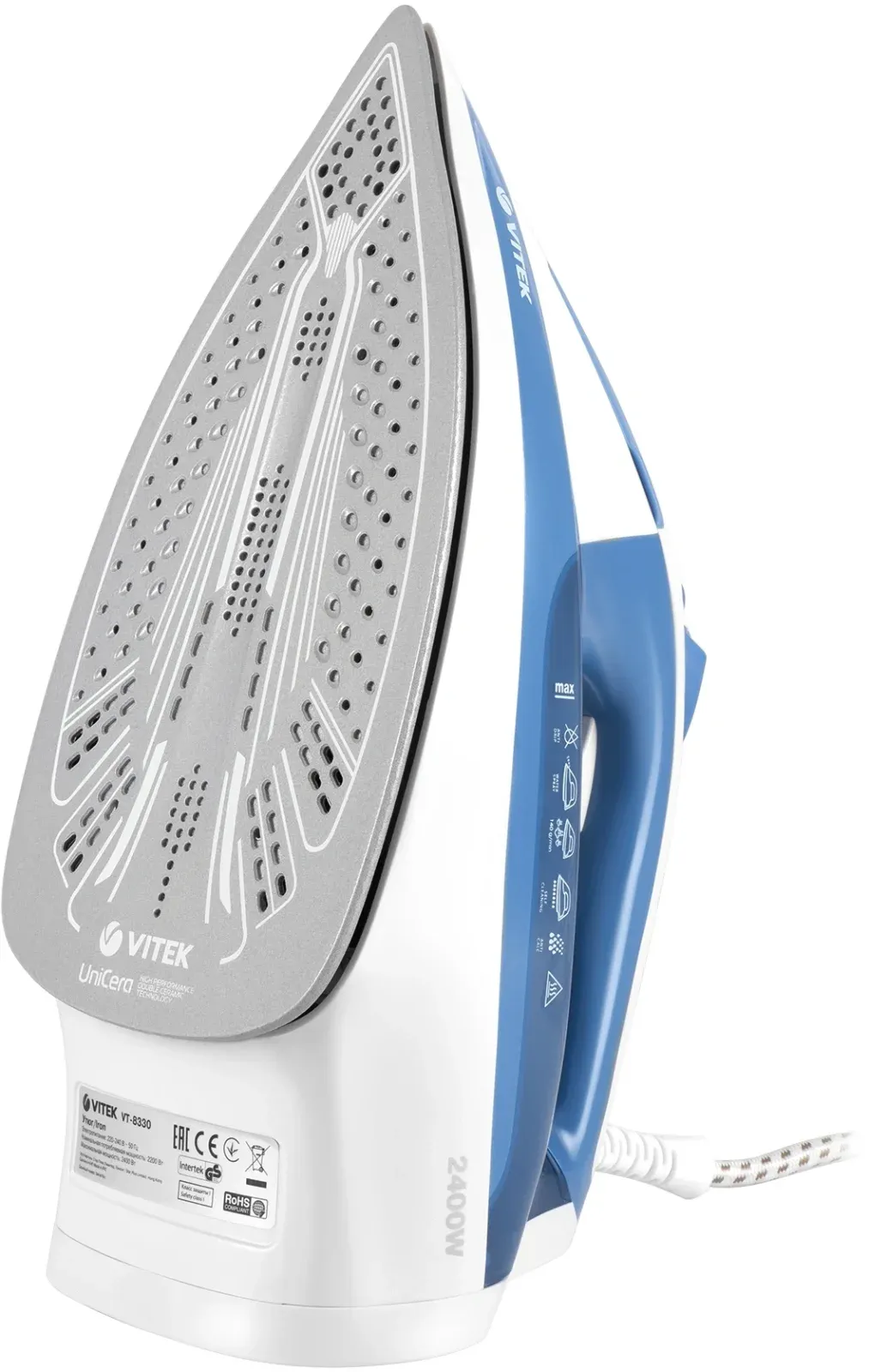 Утюг Vitek VT-8330 2400Вт белый/голубой - фото 3