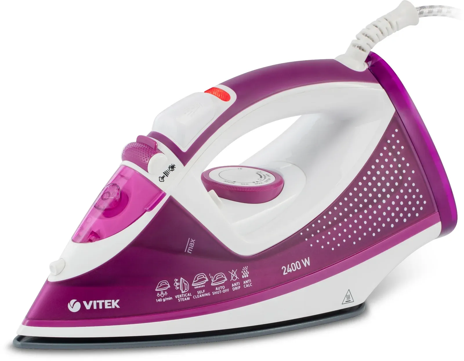 Утюг Vitek VT-8346 2400Вт белый/фиолетовый - фото 4
