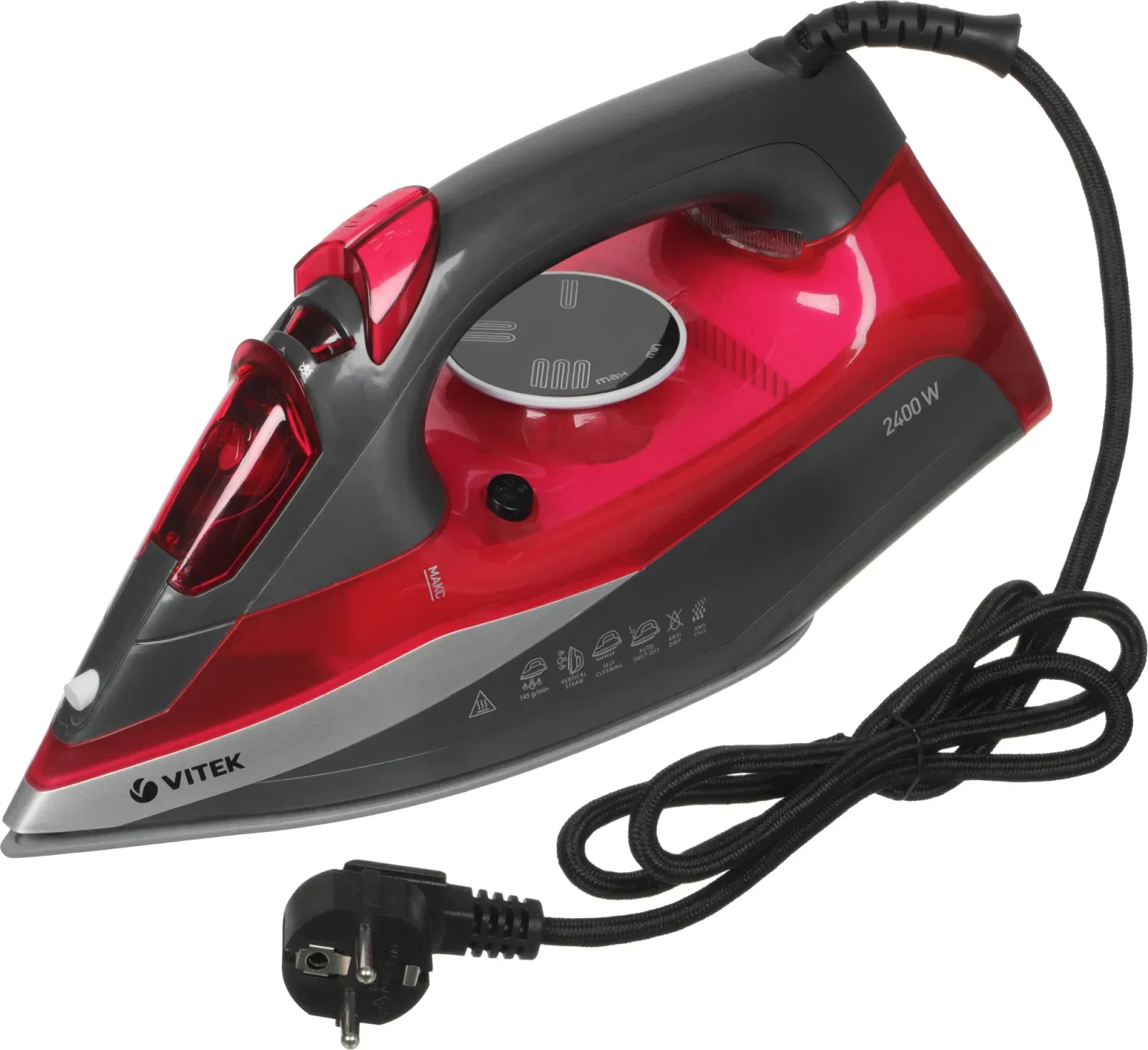 Утюг Vitek VT-8348 2400Вт серый/красный - фото 6
