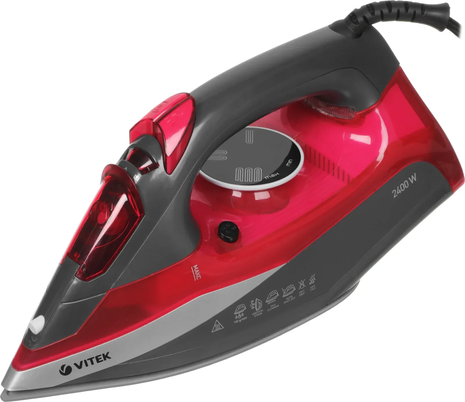 Утюг Vitek VT-8348 2400Вт серый/красный - фото 7
