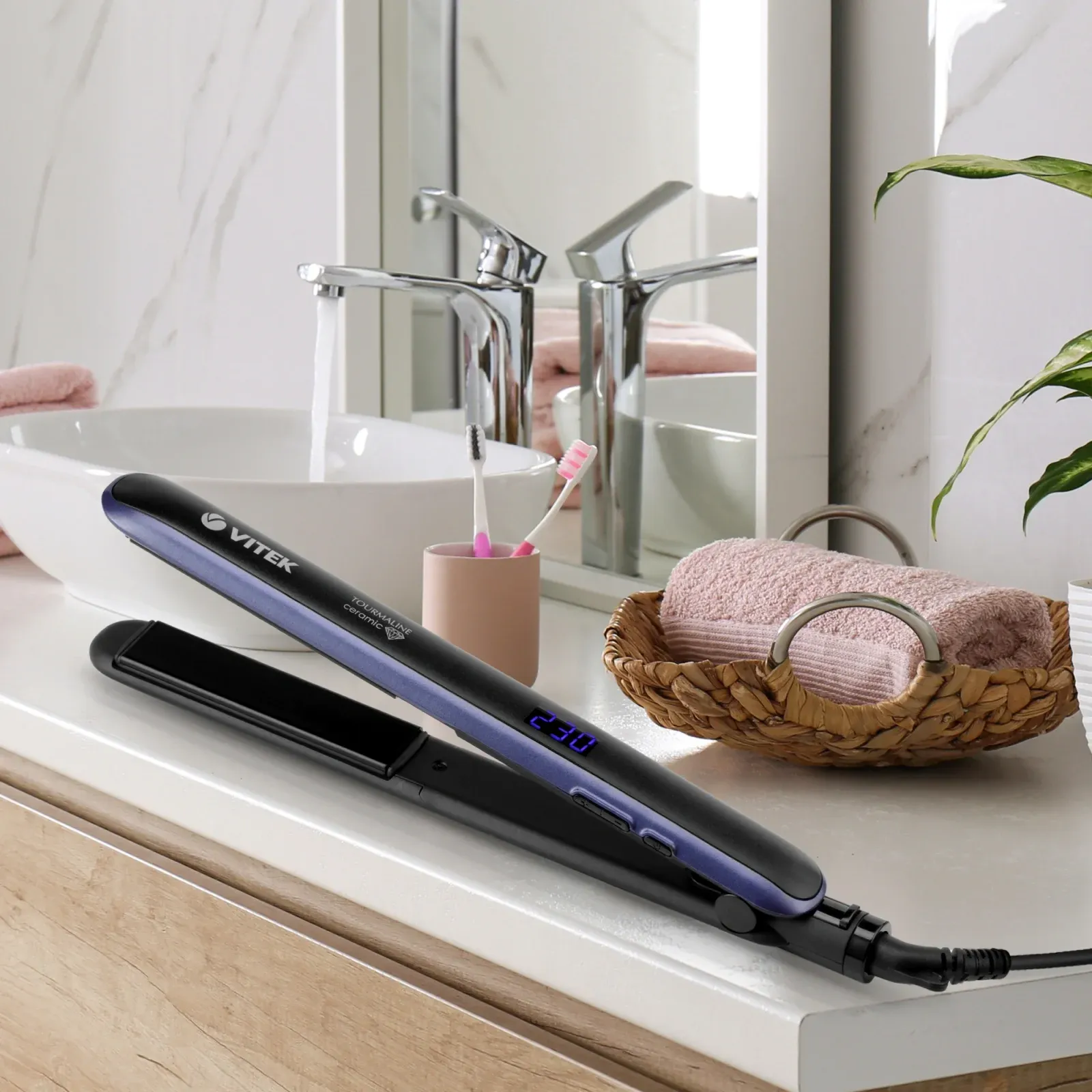Выпрямитель Vitek VT-8414 40Вт черный макс.темп.:230С покрытие:керамико-турмалиновое - фото 6