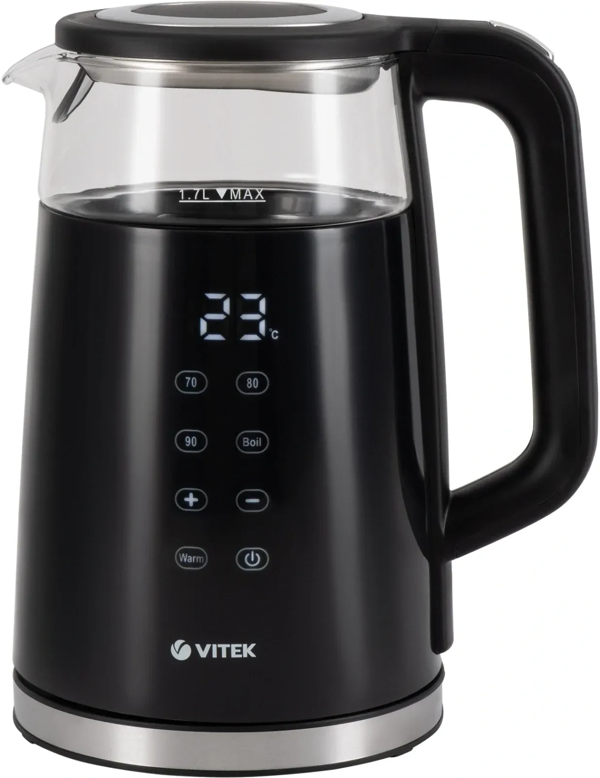 Чайник электрический Vitek VT-8827 1.7л. 2200Вт черный корпус: стекло/металл - фото 2