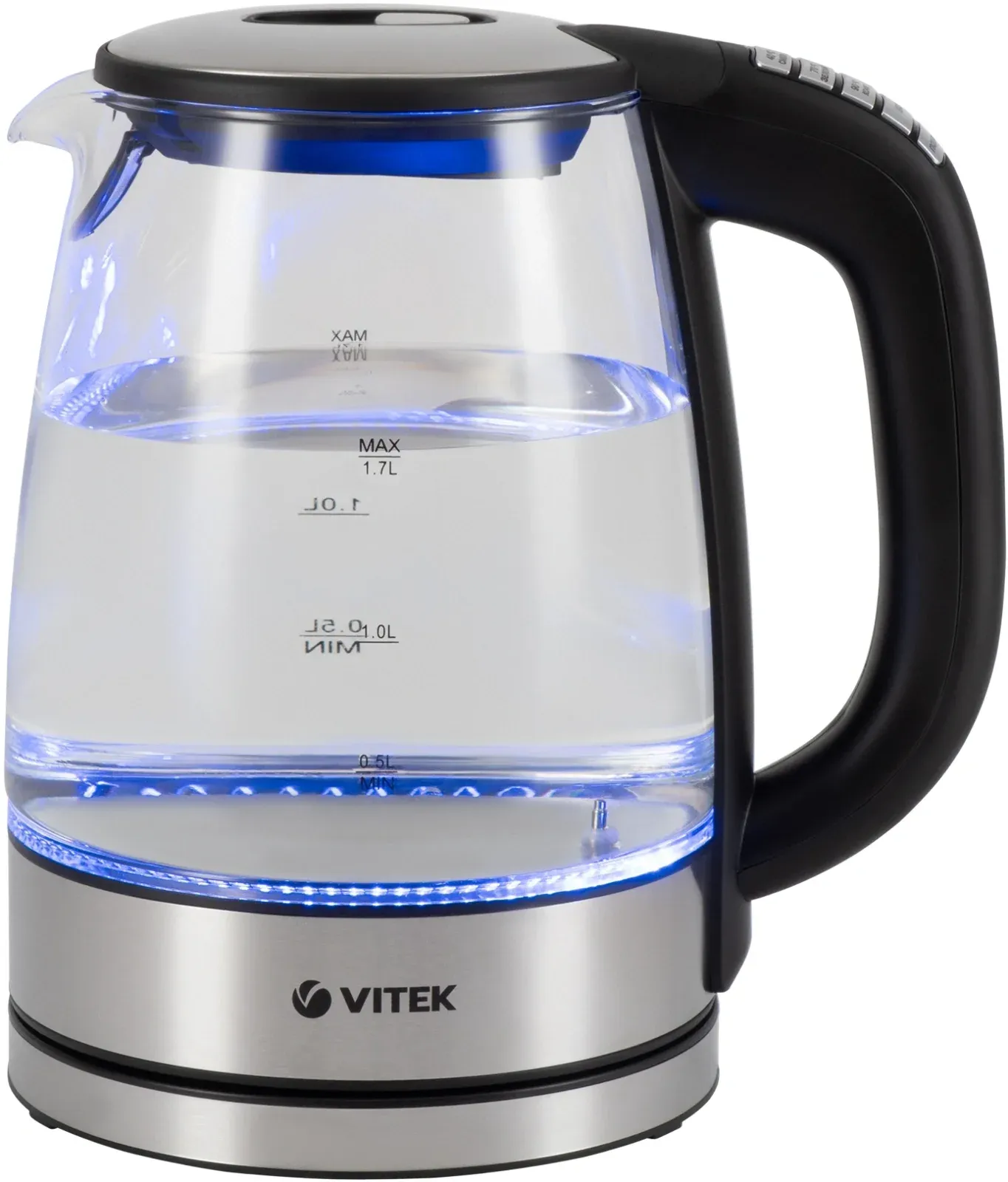Чайник электрический Vitek VT-8828 1.7л. 2200Вт серебристый корпус: стекло/металл - фото 3