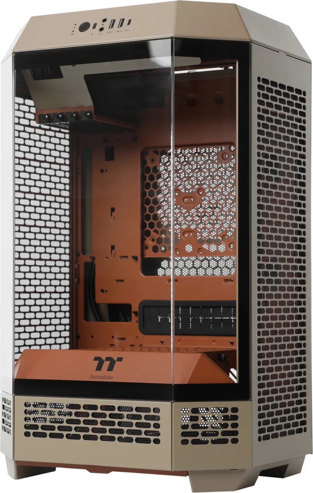 Корпус Thermaltake The Tower 300 Gravel Send коричневый без БП mATX 8x120mm 6x140mm 2xUSB3.0 audio bott PSU - фото 3