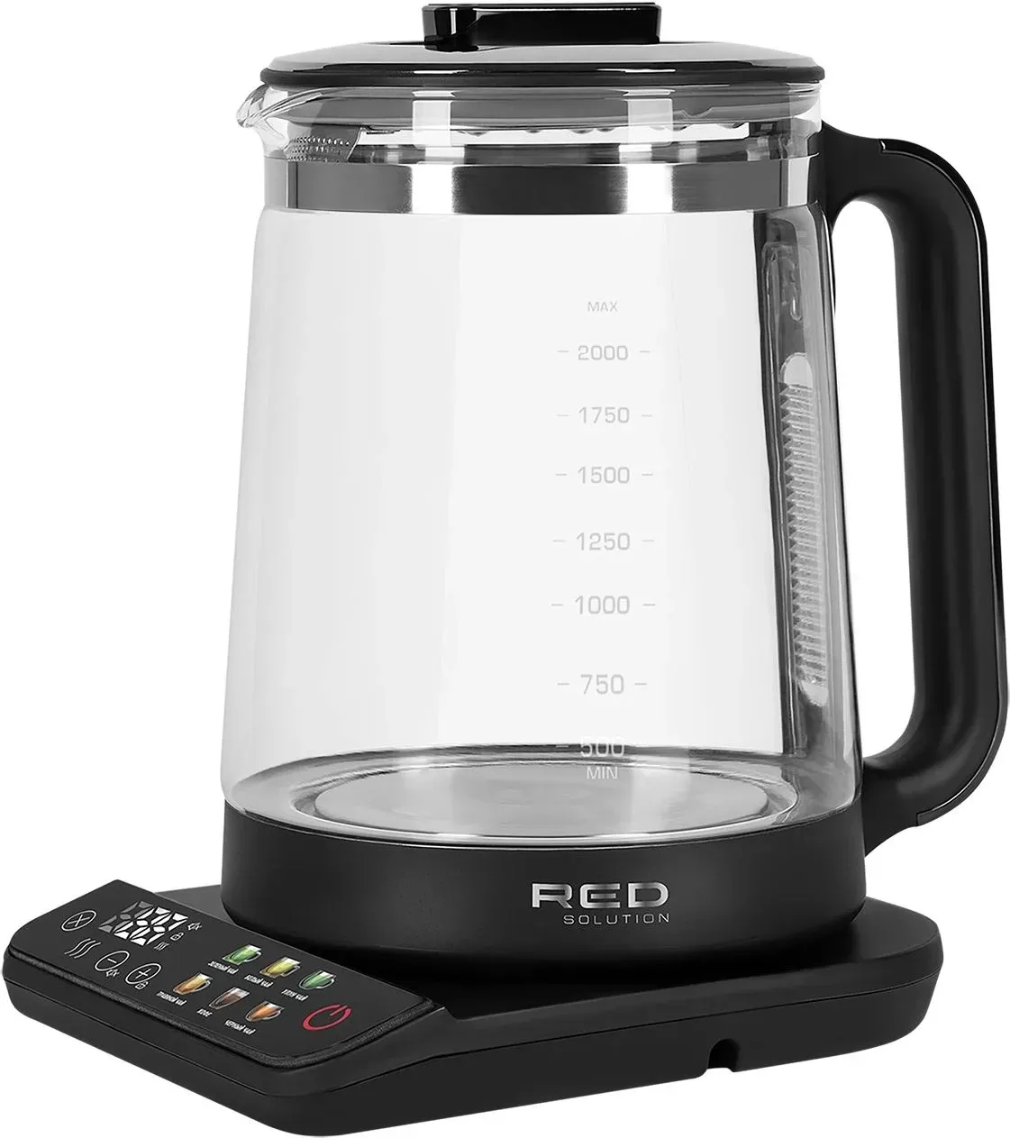 Чайник электрический Red Solution KG1330D 2л. 2000Вт прозрачный/черный корпус: стекло/пластик - фото 1
