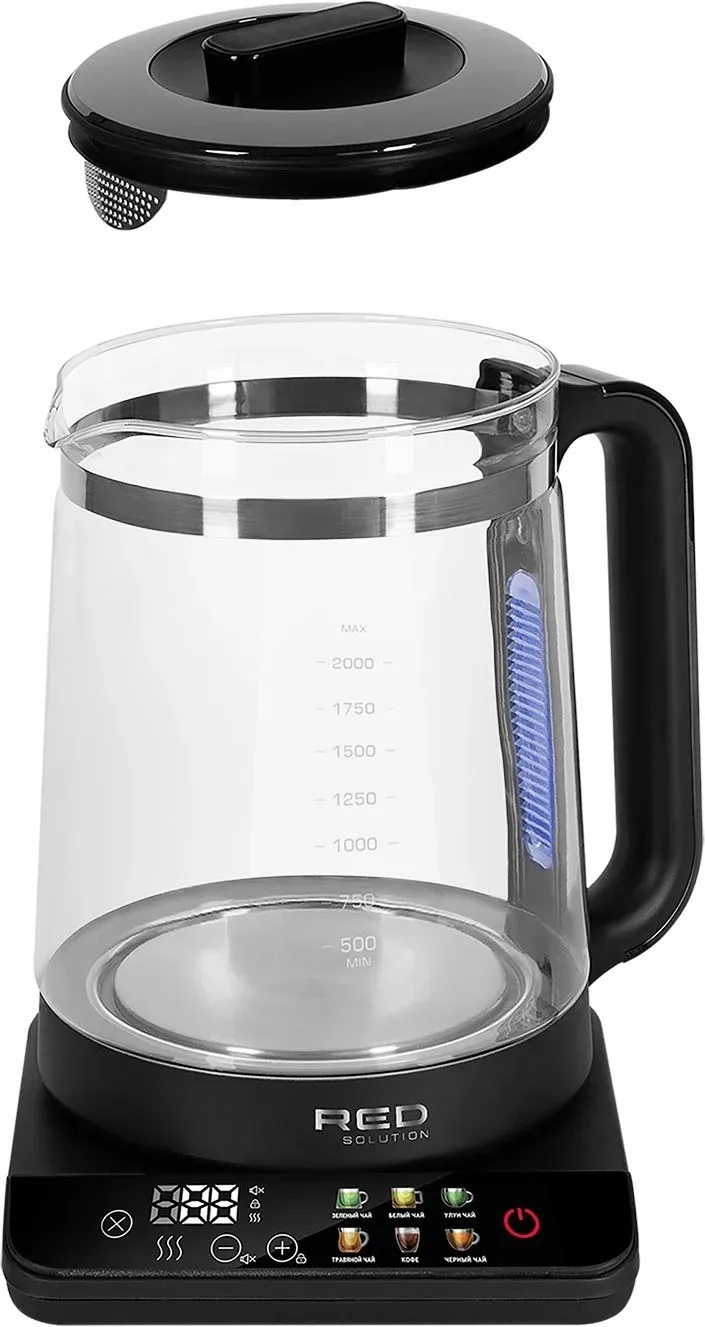 Чайник электрический Red Solution KG1330D 2л. 2000Вт прозрачный/черный корпус: стекло/пластик - фото 2