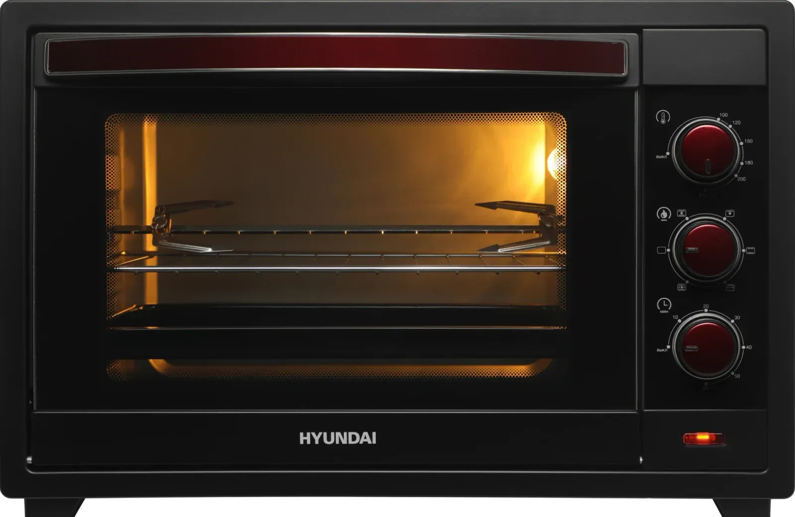Мини-печь Hyundai MIO-HY102 50л. 2000Вт черный/красный, 50 л - фото 8