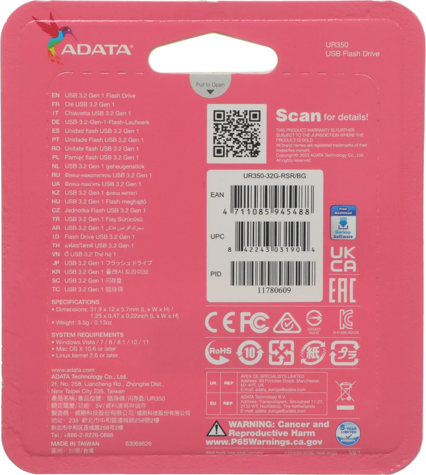 Флеш Диск A-Data 32GB UR350 UR350-32G-RSR/BG USB3.2 серебристый/коричневый, 32 ГБ - фото 5