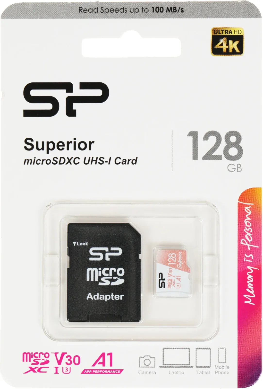 Флеш карта microSDXC 128GB Silicon Power SP128GBSTXDV3V20SP Superior + adapter - фото 3