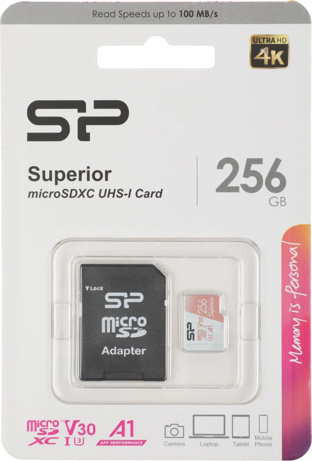 Флеш карта microSDXC 256GB Silicon Power SP256GBSTXDV3V20SP Superior + adapter - фото 3