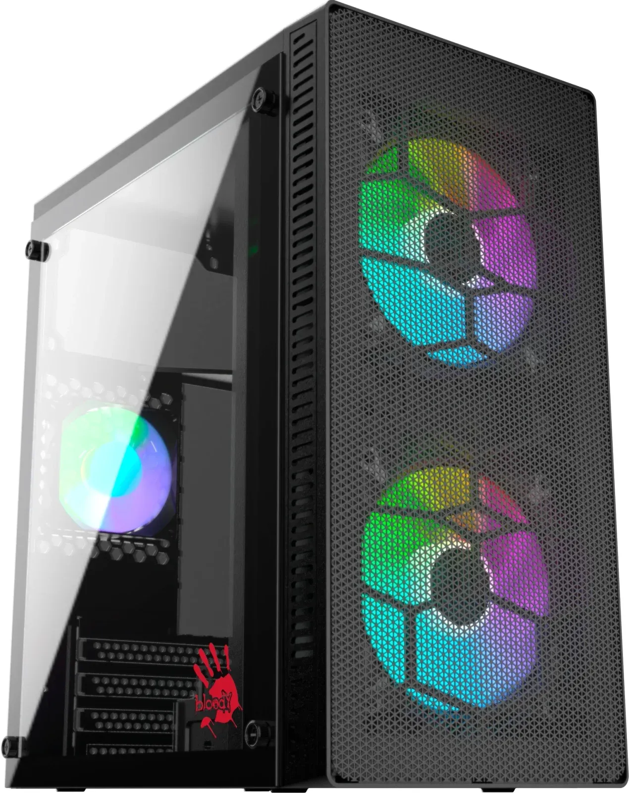 Корпус Bloody BD-CC101F черный без БП mATX 1x80mm 1x92mm 2xUSB2.0 1xUSB3.0 audio - фото 1