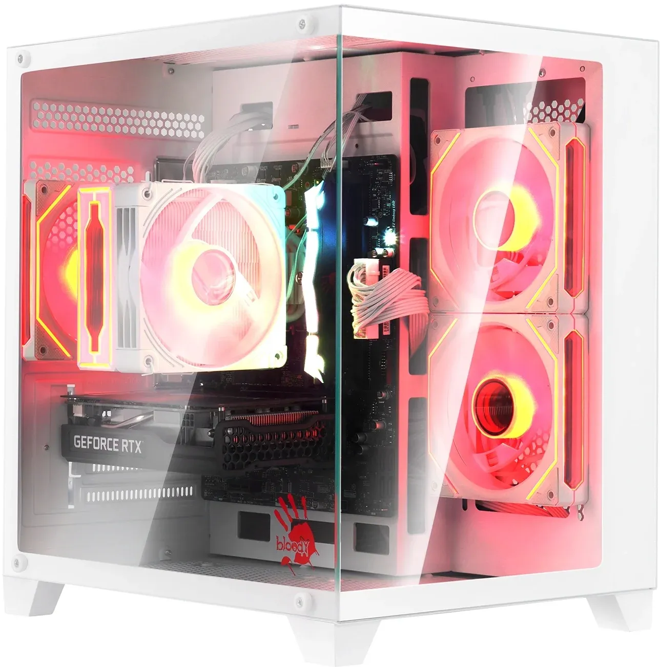 Корпус Bloody BD-CC105 белый без БП mATX 5x120mm 1xUSB2.0 1xUSB3.0 audio bott PSU - фото 4