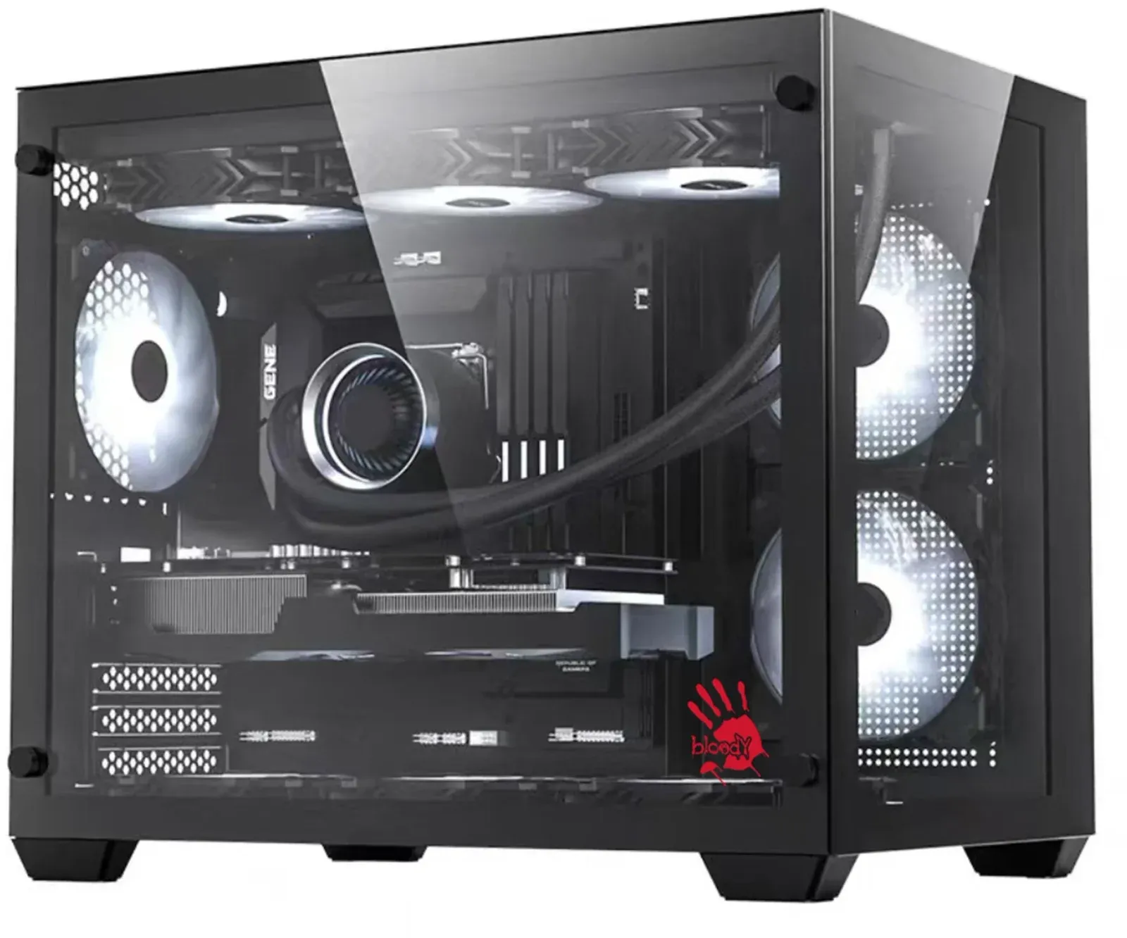 Корпус Bloody BD-CC108 черный без БП mATX 9x120mm 2xUSB3.0 audio bott PSU - фото 1