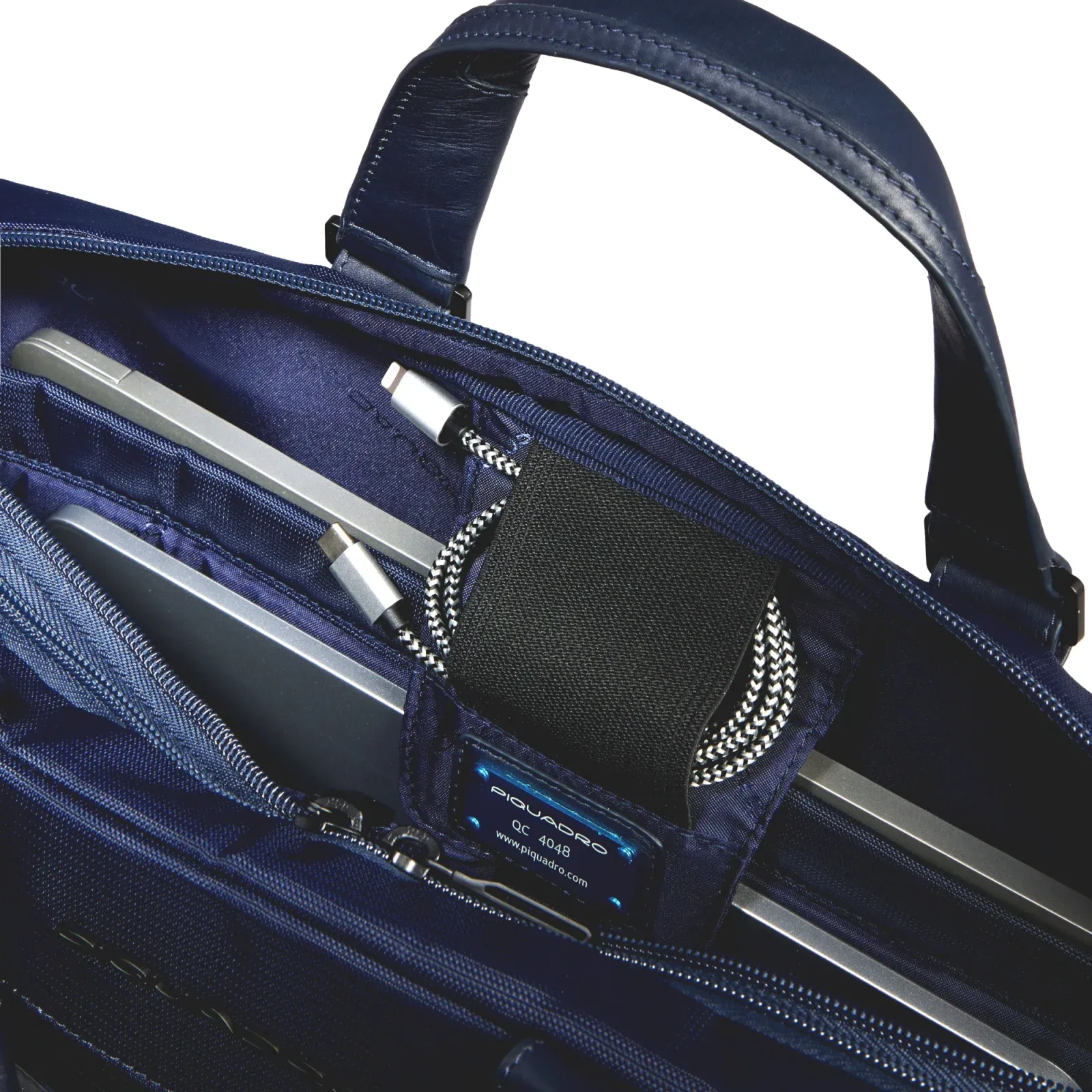 Деловая сумка Piquadro Orion CA6624S136/BLU с отделением для ноутбука 15.6 синяя ткань/натур.кожа - фото 6