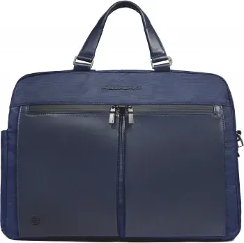 Деловая сумка Piquadro Orion CA6624S136/BLU с отделением для ноутбука 15.6 синяя ткань/натур.кожа - фото 7
