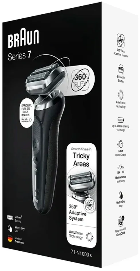 Бритва сетчатая Braun Series 7 71-N1000S реж.эл.:3 питан.:аккум. черный - фото 3