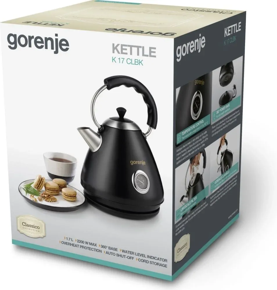 Чайник электрический Gorenje K17CLBK 1.7л. 2200Вт черный корпус: металл/пластик 732748 - фото 3