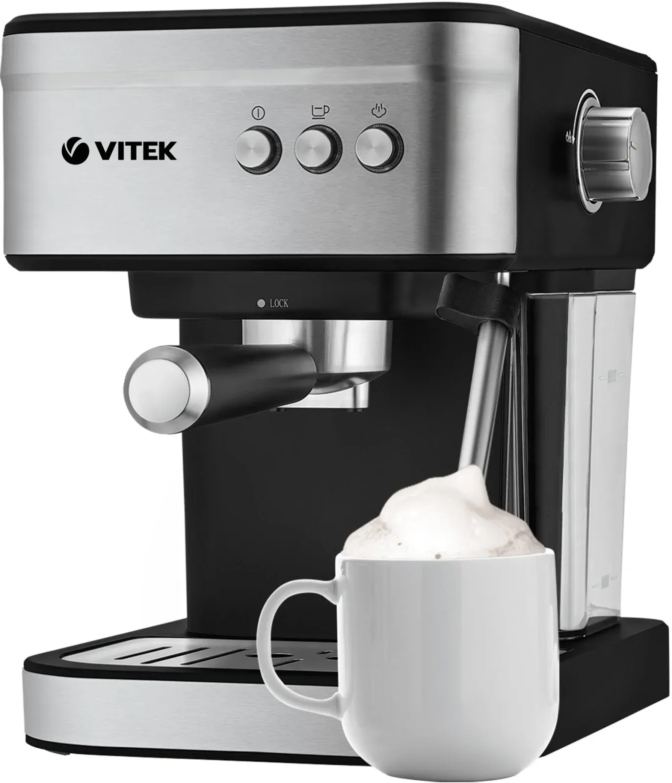 Кофеварка рожковая Vitek VT-8468 1000Вт черный/стальной - фото 3