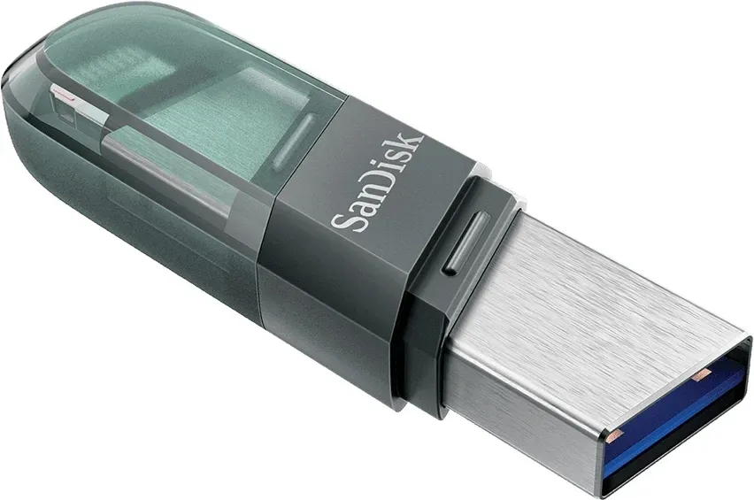Флеш Диск Sandisk 64GB iXpand SDIX90N-064G-GN6NK USB3.1 зеленый/серебристый, 64 ГБ - фото 1