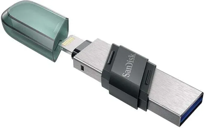 Флеш Диск Sandisk 64GB iXpand SDIX90N-064G-GN6NK USB3.1 зеленый/серебристый, 64 ГБ - фото 2