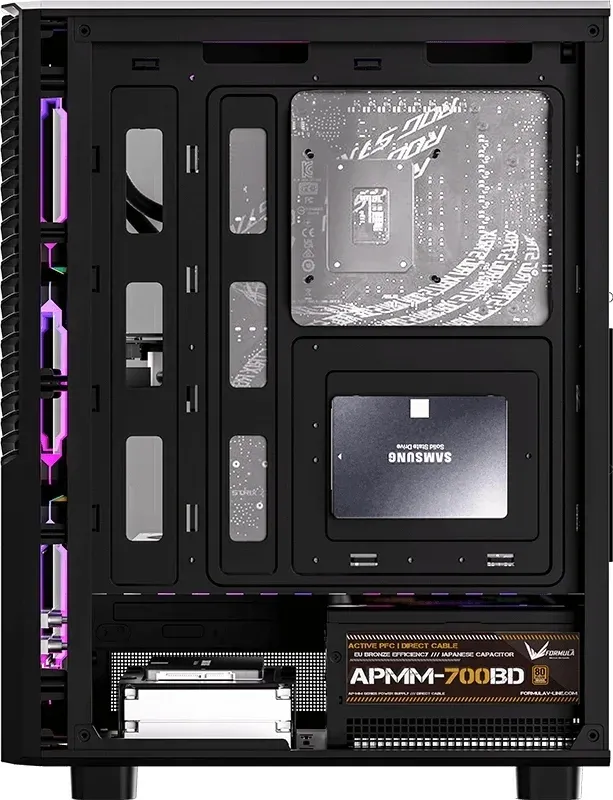 Корпус Formula Mana Geometry черный без БП ATX 4x120mm 1xUSB3.0 audio bott PSU - фото 4