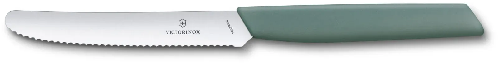 Нож кухонный Victorinox Swiss Modern 6.9006.11W43 стальной столовый для томатов лезв.110мм серрейт. заточка шалфеевый - фото 1