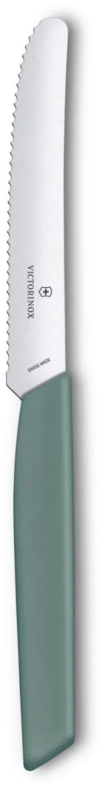 Нож кухонный Victorinox Swiss Modern 6.9006.11W43 стальной столовый для томатов лезв.110мм серрейт. заточка шалфеевый - фото 2