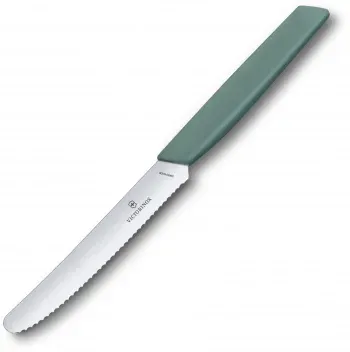 Нож кухонный Victorinox Swiss Modern 6.9006.11W43 стальной столовый для томатов лезв.110мм серрейт. заточка шалфеевый - фото 6