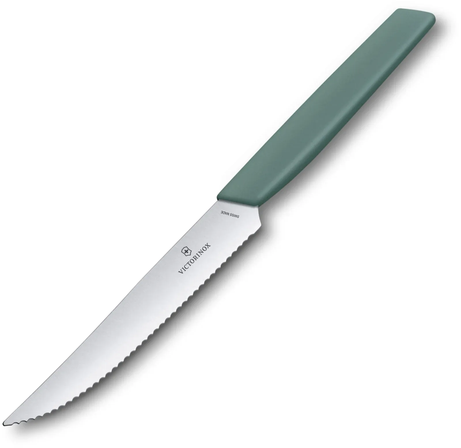 Нож кухонный Victorinox Swiss Modern 6.9006.12W43 стальной столовый для стейка лезв.120мм серрейт. заточка шалфеевый