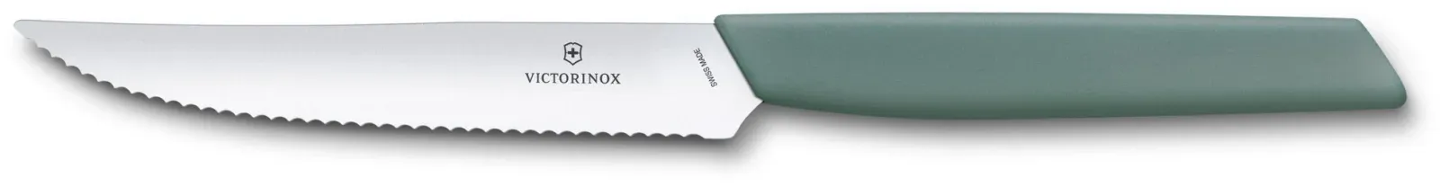 Нож кухонный Victorinox Swiss Modern 6.9006.12W43 стальной столовый для стейка лезв.120мм серрейт. заточка шалфеевый - фото 2