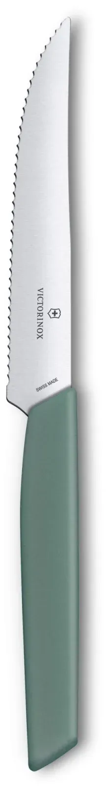 Нож кухонный Victorinox Swiss Modern 6.9006.12W43 стальной столовый для стейка лезв.120мм серрейт. заточка шалфеевый - фото 3